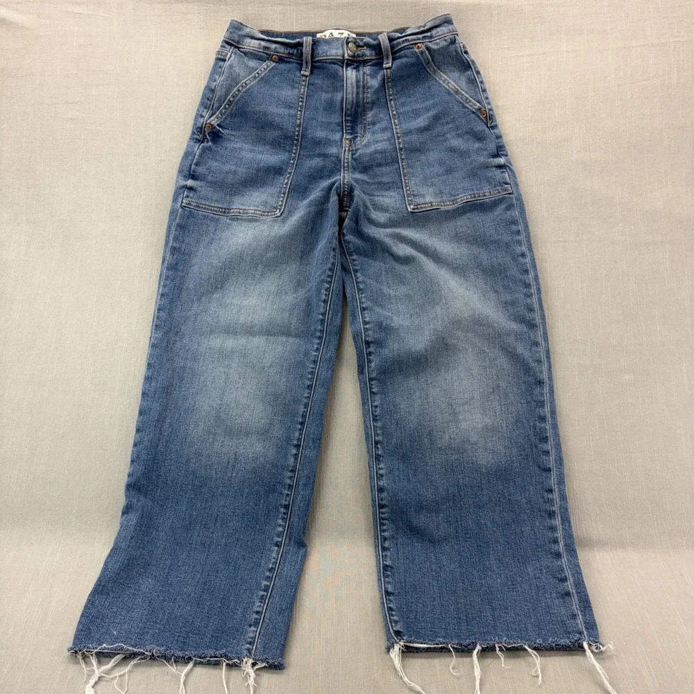 DAZE Wide Leg Jeans Cotton Blue Raw Hem Size 29 D00016323SO-TXTME